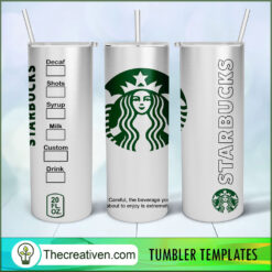 Starbucks White Skinny Tumbler Wrap – Digital Download