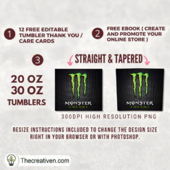 Alternative view of Monster Metal Skinny Tumbler Wrap – Digital Download