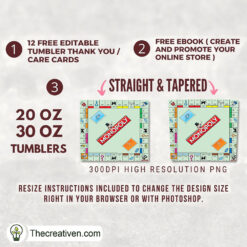 Alternative view of Monopoly Skinny Tumbler Wrap – Digital Download