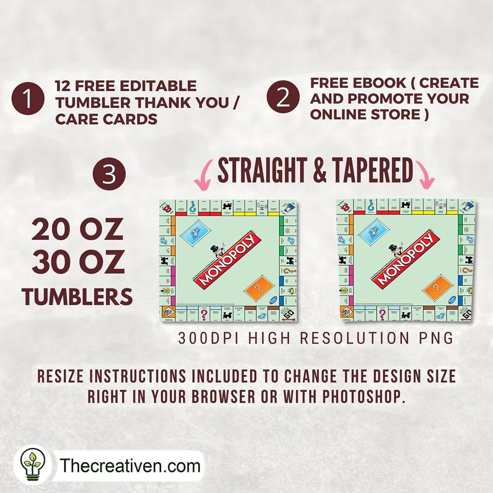 Monopoly Skinny Tumbler Wrap – Digital Download 2 Monopoly Skinny Tumbler Wrap – Digital Download - Image 2