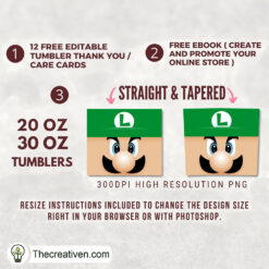 Alternative view of Luigi Skinny Tumbler Wrap – Digital Download