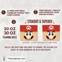 Alternative view of Mario Skinny Tumbler Wrap – Digital Download