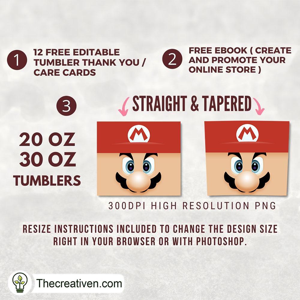 Mario Skinny Tumbler Wrap – Digital Download 2 Mario Skinny Tumbler Wrap – Digital Download - Image 2