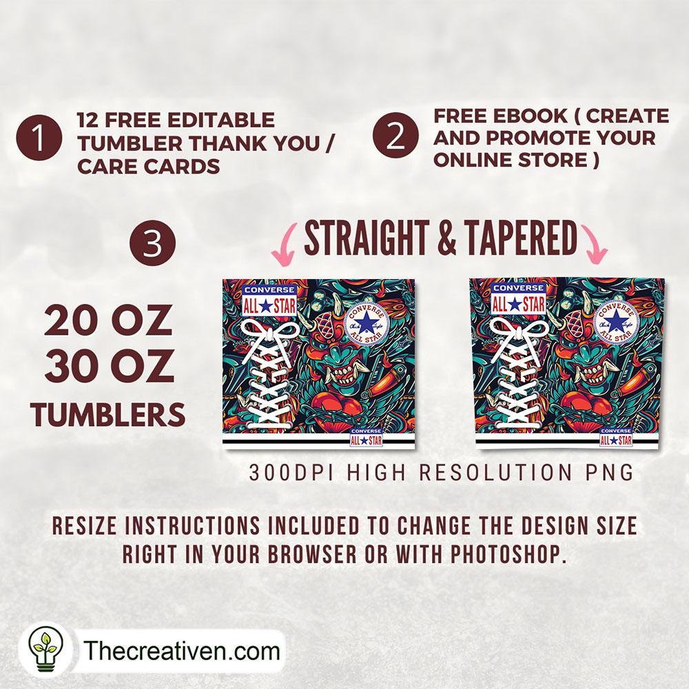 Converse Devil Hearts Skinny Tumbler Wrap – Digital Download 2 Converse Devil Hearts Skinny Tumbler Wrap – Digital Download - Image 2
