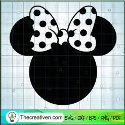 Minnie Head Polka Dot Bow SVG, Mickey And Minnie SVG, Walt Disney SVG