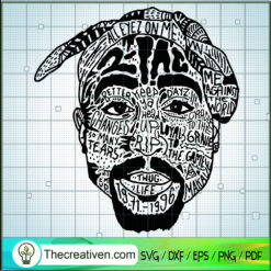 Tupac Face Details SVG, Tupac Rapper SVG, Rapper US SVG