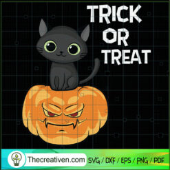 Cat Sit On Pumpkin SVG Cut File for Cricut & Silhouette