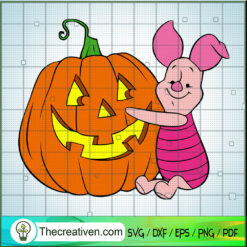 Piglet Hug Halloween Pumpkin SVG, Winnie The Pooh SVG, Disney SVG