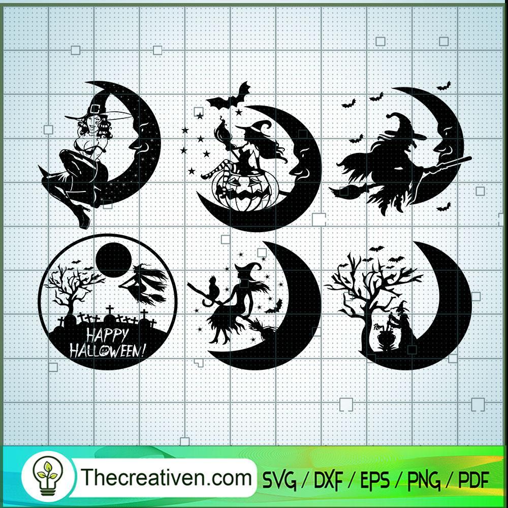 Halloween Sexy Witch Bundle SVG, Halloween Bundle SVG, Horror SVG 1 Halloween Sexy Witch On Moon Converted copy