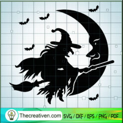 Witch Fly In Moon SVG, Halloween SVG, Horror SVG