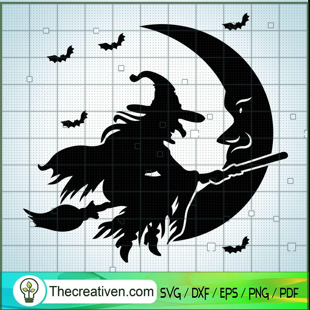 Witch Fly In Moon SVG, Halloween SVG, Horror SVG 1 Witch Fly In Moon SVG, Halloween SVG, Horror SVG