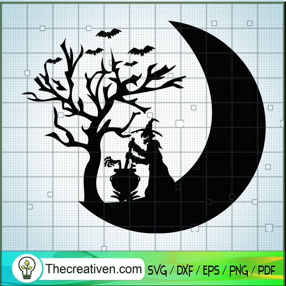 Witch Make A Poison In Moon SVG, Halloween SVG, Horror SVG 1 Halloween Sexy Witch On Moon 4 copy
