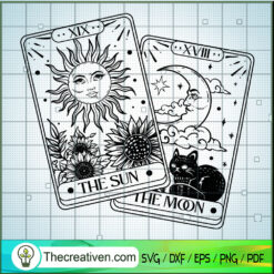 Tarot Cards Sun And Moon SVG Cut File for Cricut & Silhouette
