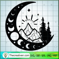 Moon And Moutains SVG Cut File for Cricut & Silhouette