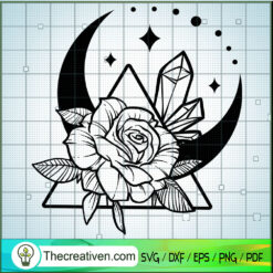 Moon Crystals And Flower SVG Cut File for Cricut & Silhouette