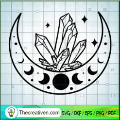 Crystals And Moon SVG Cut File for Cricut & Silhouette
