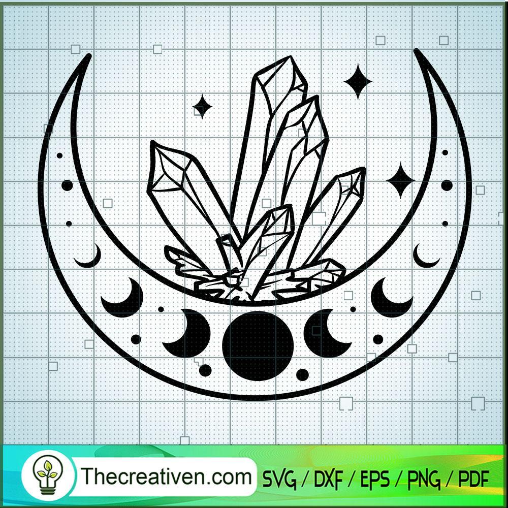 Crystals And Moon SVG Cut File for Cricut & Silhouette 1 Crystals And Moon SVG Cut File for Cricut & Silhouette