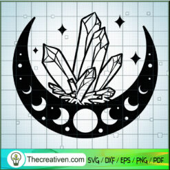 Black Moon And Crystal SVG Cut File for Cricut & Silhouette