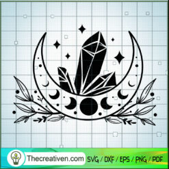 Moon And Crystals SVG Cut File for Cricut & Silhouette