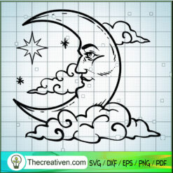Moon And Clouds SVG Cut File for Cricut & Silhouette