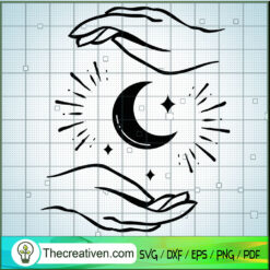 Double Hand And Moon SVG Cut File for Cricut & Silhouette