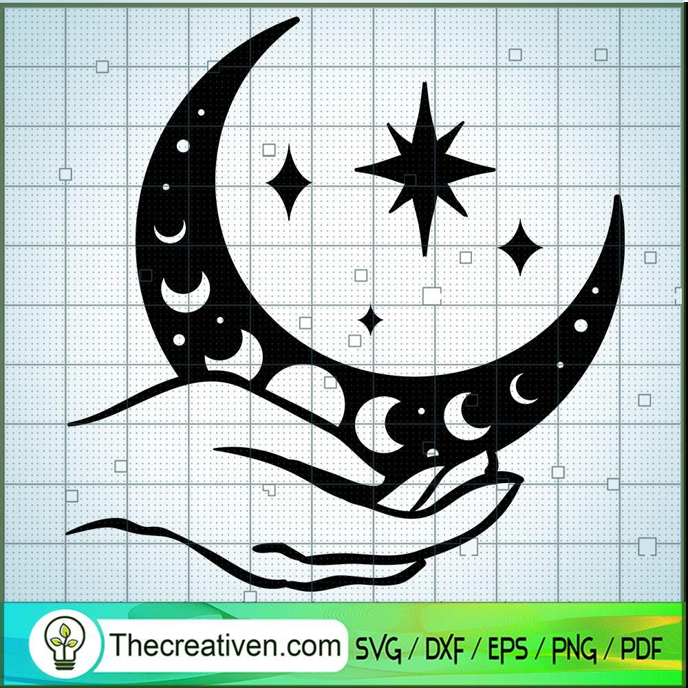 Hand Moon In Hand SVG Cut File for Cricut & Silhouette 1 Hand Moon In Hand SVG Cut File for Cricut & Silhouette