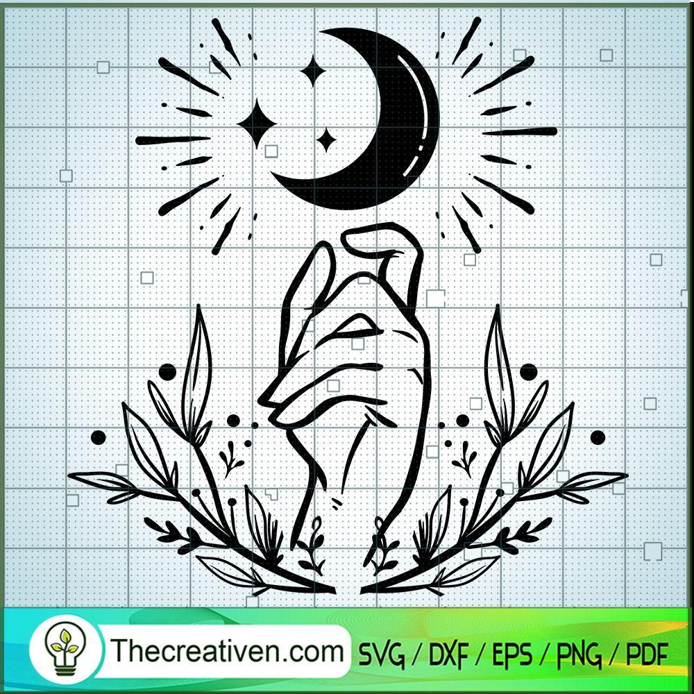 Hand And Moon SVG Cut File for Cricut & Silhouette 1 Hand And Moon SVG Cut File for Cricut & Silhouette