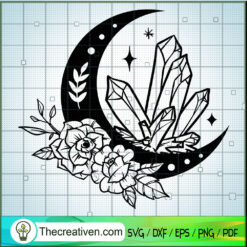 Crystal Moon Flower SVG Cut File for Cricut & Silhouette