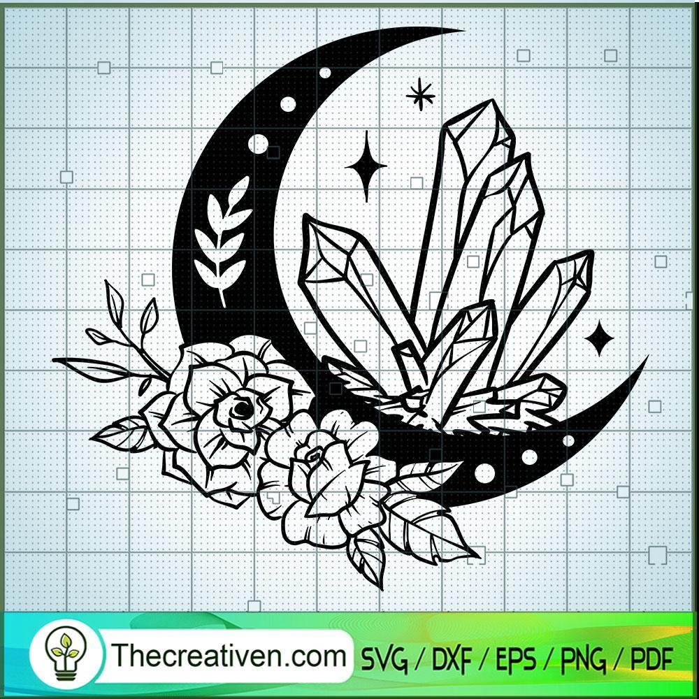 Crystal Moon Flower SVG Cut File for Cricut & Silhouette 1 Crystal Moon Flower SVG Cut File for Cricut & Silhouette