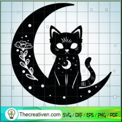 Cat On Moon SVG Cut File for Cricut & Silhouette