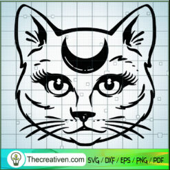 Cat Moon Face SVG Cut File for Cricut & Silhouette