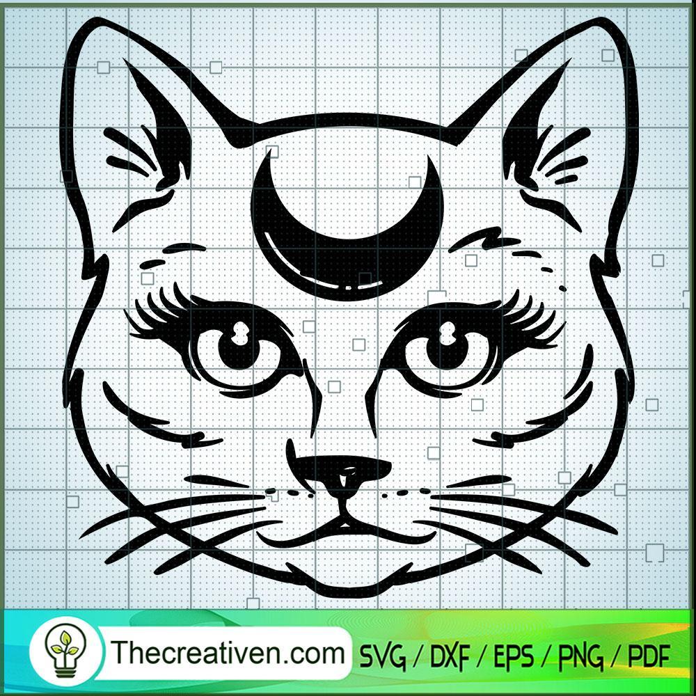 Cat Moon Face SVG Cut File for Cricut & Silhouette 1 Cat Moon Face SVG Cut File for Cricut & Silhouette