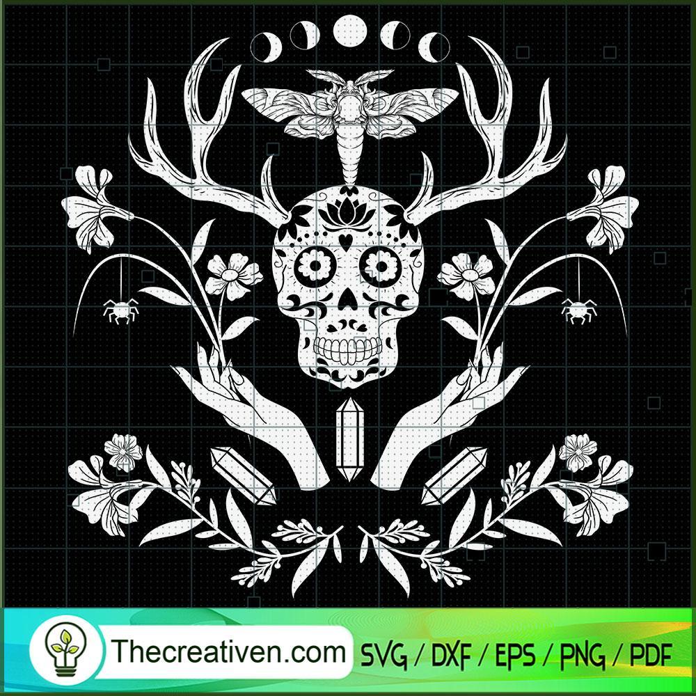 Witch Skull and Moth SVG Cut File for Cricut & Silhouette 1 Witch Skull and Moth SVG Cut File for Cricut & Silhouette