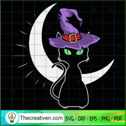 Scary Halloween Black Cat Wi SVG Cut File for Cricut