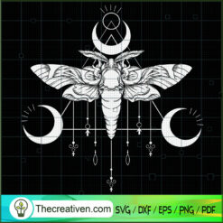 Goth Moth and Crescent Moon  SVG Cut File for Cricut