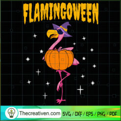 Flamingoween Pumpkin Flaming SVG Cut File for Cricut