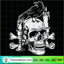 Crow Death Skull Occult Raven SVG, Halloween Scary SVG, Halloween SVG