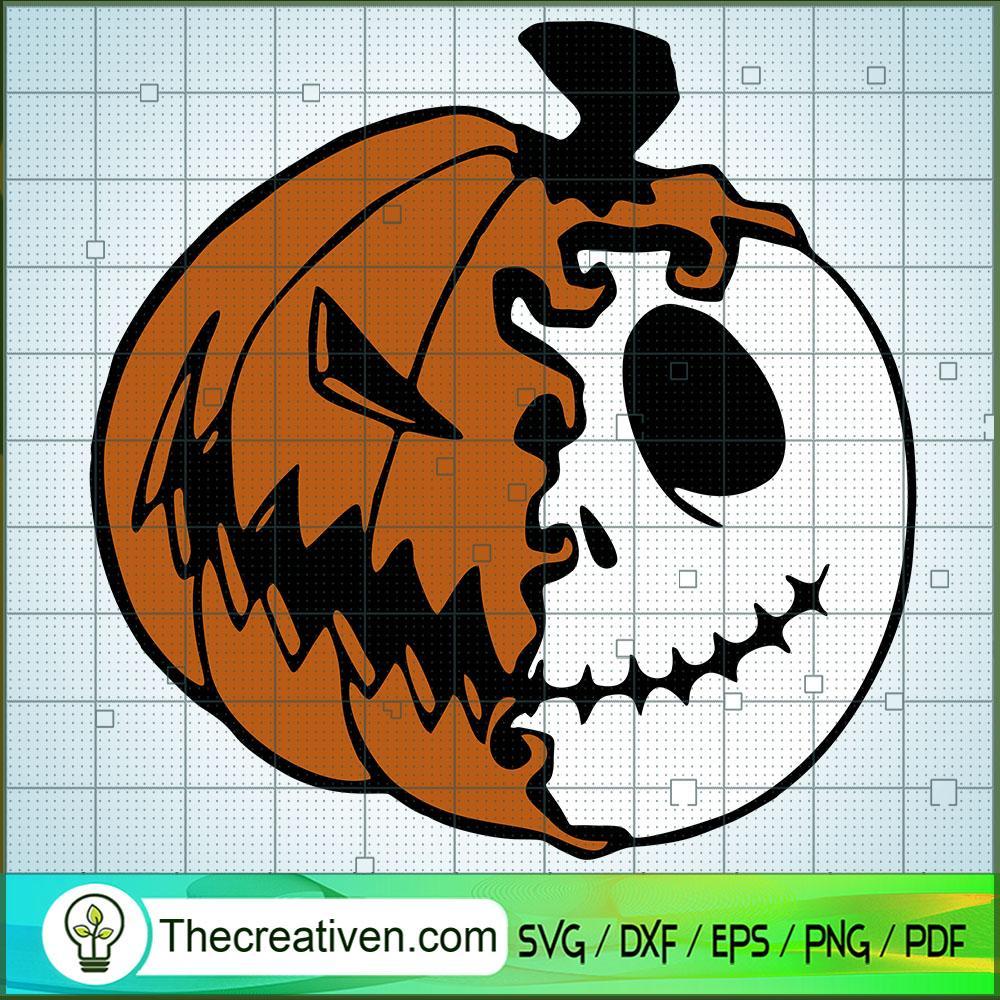 Half Pumpkin Jack SVG Cut File for Cricut & Silhouette 1 Half Pumpkin Jack SVG Cut File for Cricut & Silhouette