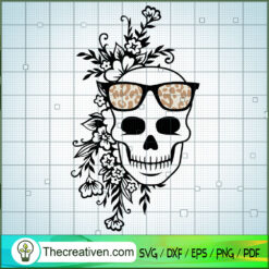 Leopard And Flowers Skull SVG Cut File for Cricut & Silhouette