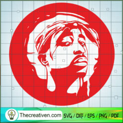 Tupac In Red Circle SVG Cut File for Cricut & Silhouette