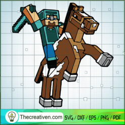 Steve Go Attacking SVG, Minecraft SVG, Gamer SVG