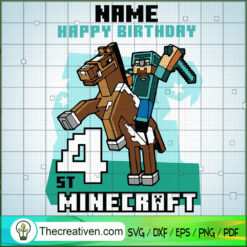 Happy Birthday 4th Minecraft SVG, Minecraft SVG, Gamer SVG