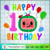 Happy Birthday 1st Cocomelon SVG, Cocomelon SVG, Cartoon Movie SVG 2 number 15 copy 2
