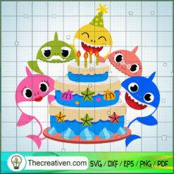 Baby Shark Family Happy BirthDay SVG Cut File for Cricut & Silhouette