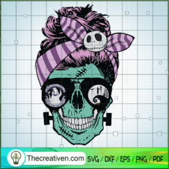 Skull Messy Bun SVG Cut File for Cricut & Silhouette