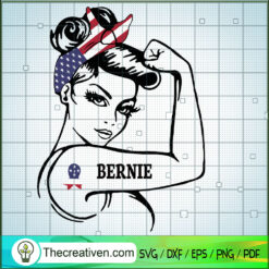 Rosie the Riveter Bernie Sanders SVG, Messy Bun SVG, Girl America SVG