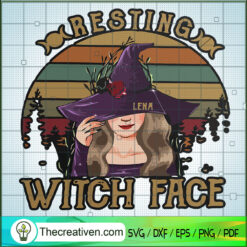 Resting Witch Face SVG, Witch Retro SVG, Halloween SVG