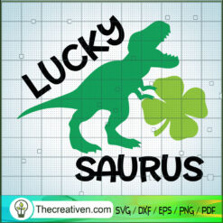Lucky Saurus SVG, Dinosaurus SVG, St.Patrick Day SVG