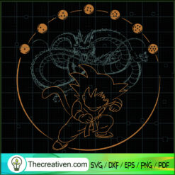 Goku And Dragon Outline SVG, Dragon Ball Z SVG, 7 Dragon Ball SVG