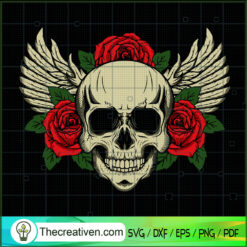 Skull Wings SVG, Skull Rose Flower SVG, Skull SVG